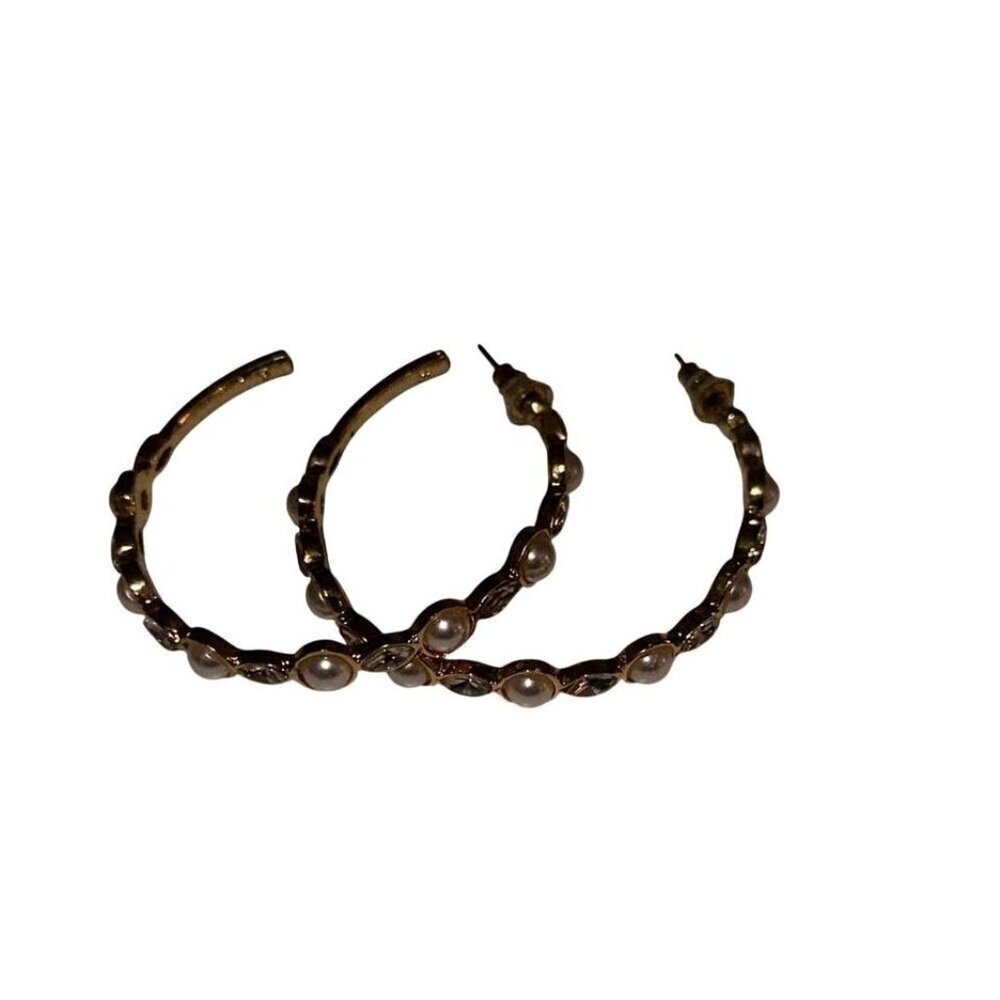 Elegant Gold Pearl Hoop Earrings